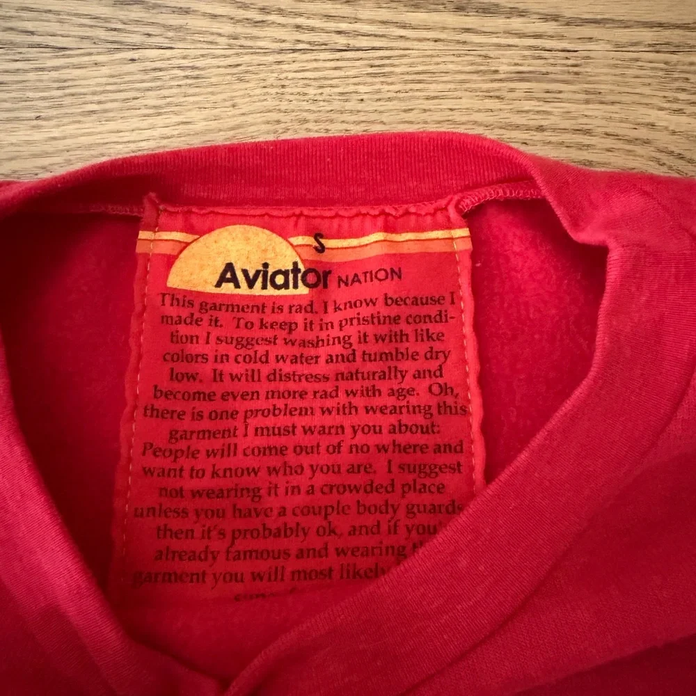 LIKE NEW Aviator Nation BOLT RELAXED CREW SWEATSHIRT - RED / WHITE (Size Small) - Picture 6 of 11